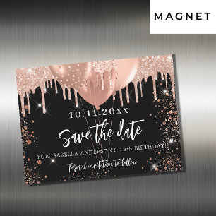 Schwarze Rose Geburtstagsmagnet Save the Date Magneteinladung