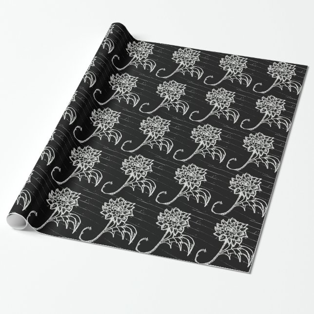 Schwarze Rose Geschenkpapier (Ungerollt)