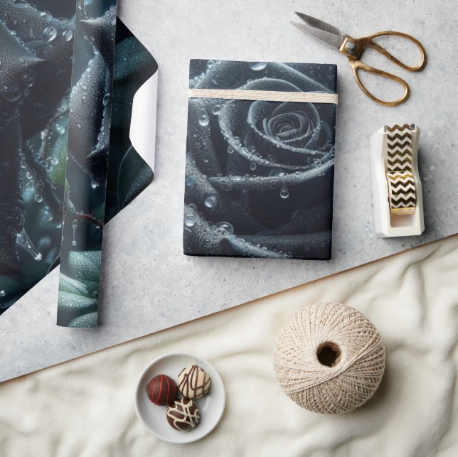 Schwarze Rose Geschenkpapier (Kunsthandwerk)