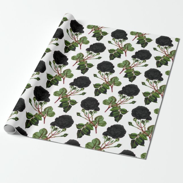 Schwarze Rose Geschenkpapier (Ungerollt)