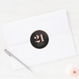 Schwarze Rose Gold 21. Geburtstag Gastgeschenk Sti Runder Aufkleber