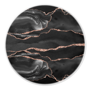Schwarze Rose Gold Agate Keramik Knoblauch Keramikknauf
