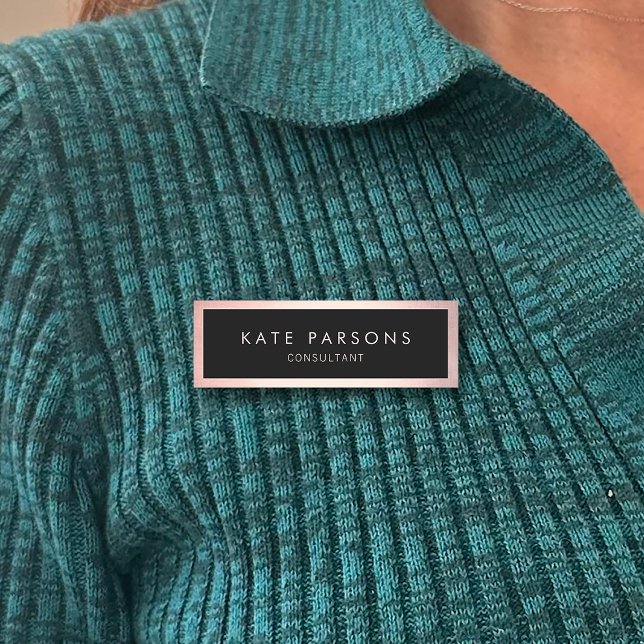 Schwarze Rose Gold Border Beauty Wellness-Center N Namensschild (Von Creator hochgeladen)