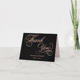 Schwarze Rose Gold Foil Calligraphie Dankeskarte