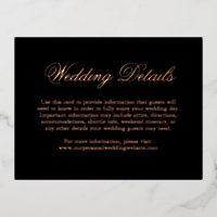 Schwarze Rose Gold Foil Formal Hochzeitskarte