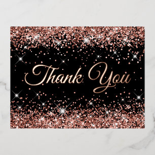 Schwarze Rose Gold Glitter 40. Geburtstag Danke Folie Einladungspostkarte