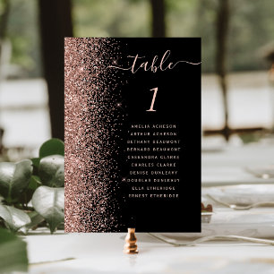 Schwarze Rose Gold Glitter Hochzeit Tischnummer