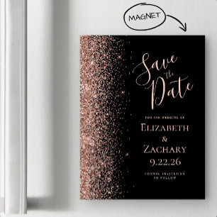 Schwarze Rose Gold Glitter Magnetische Save-the-Da Magnetkarte