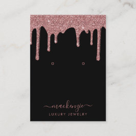 Schwarze Rose Gold Glitzer Tropfen Schmuck Visitenkarte