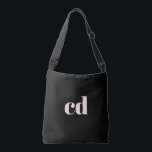 Schwarze Rose Gold Initialen monogramm elegant mod Tragetaschen Mit Langen Trägern<br><div class="desc">Ein klassisch schicker schwarzer Hintergrund. Personalisieren und fügen Sie Ihre Monogramm-Initialen mit gürteligen und femininen Rose goldfarbenen Blockbuchstaben. Modern,  trendig und einfach.</div>