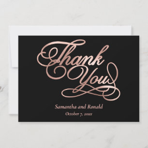 Schwarze Rose Gold Kalligrafie Formelle Dankeskart Dankeskarte