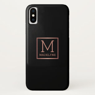 Schwarze Rose Gold Monogram Elegant Case-Mate iPhone Hülle
