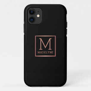 Schwarze Rose Gold Monogram Elegant Case-Mate iPhone Hülle