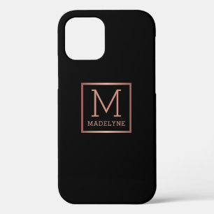 Schwarze Rose Gold Monogram Elegant Case-Mate iPhone Hülle