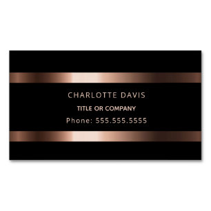 Schwarze Rose Gold monogramm minimalistisch elegan Magnetische Visitenkarte