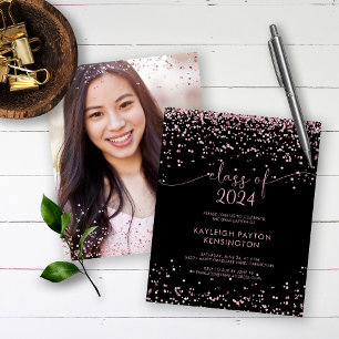 Schwarze Rose Gold Pink Glitzer Abschluss