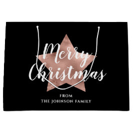 Schwarze Rose Gold Star Frohe Weihnachten Große Geschenktüte