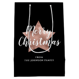 Schwarze Rose Gold Star Frohe Weihnachten Mittlere Geschenktüte