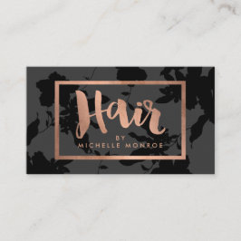 Schwarze Rose Gold Text Haare Stylist Visitenkarte