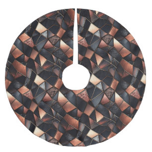 Schwarze Rose Gold Tiles Polyester Weihnachtsbaumdecke