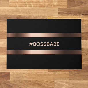 Schwarze Rose Goldbossbabe motivierend Fußmatte