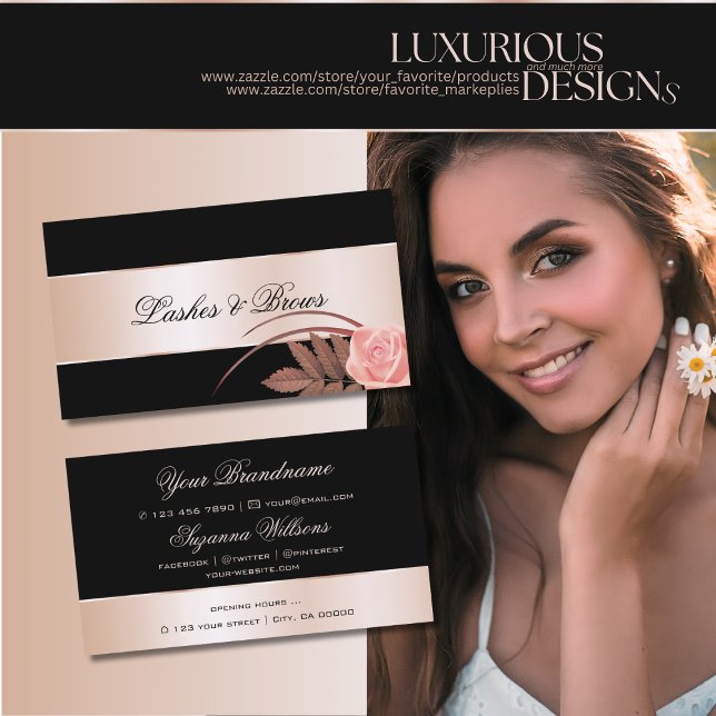 Schwarze Rose Goldene Dekoration Niedliche Blume M Visitenkarte (Von Creator hochgeladen)