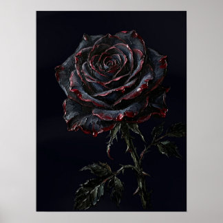 Schwarze Rose — gottisches botanisches Impasto Poster