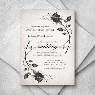 Schwarze Rose Halloween Gotische Hochzeit Einladung