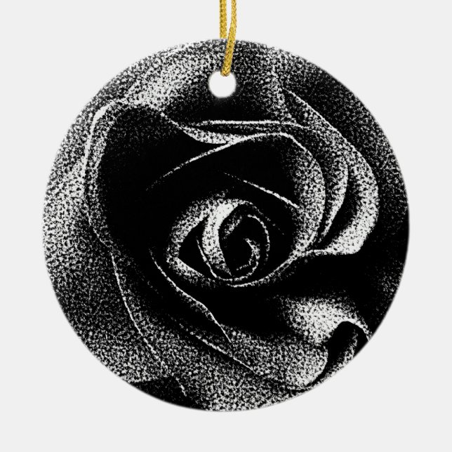 SCHWARZE ROSE KERAMIK ORNAMENT (Vorne)