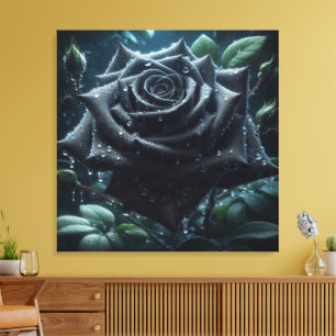 Schwarze Rose Leinwanddruck