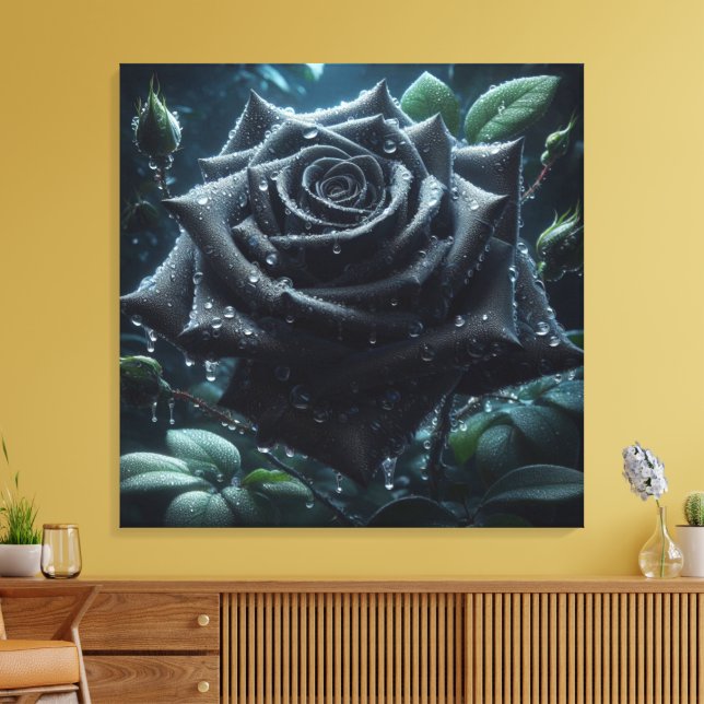 Schwarze Rose Leinwanddruck (Insitu (Wohnzimmer))