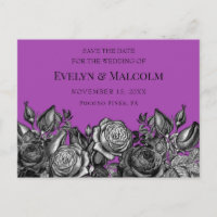 Schwarze Rose Lila Save the Date STD
