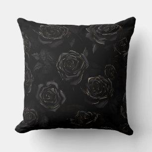 Schwarze Rose mit Gold Kissen