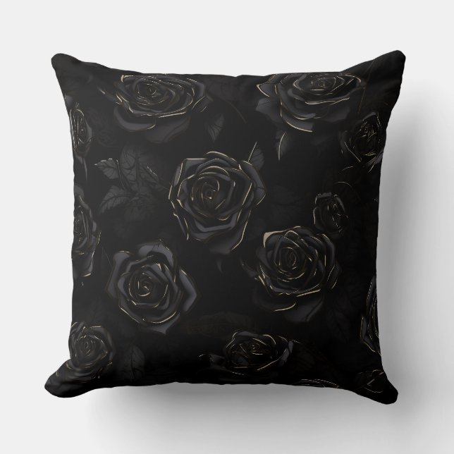 Schwarze Rose mit Gold Kissen (Vorderseite)