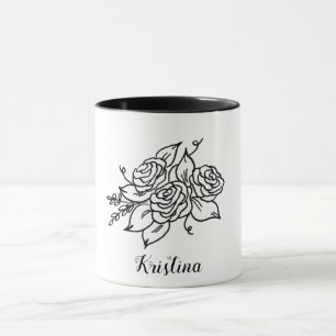 Schwarze Rose mit Name Tasse
