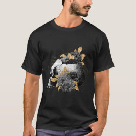 Schwarze Rose mit Schädel auf schwarz-gotisch T-Shirt