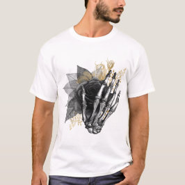 Schwarze Rose mit Skeletthand Gotischer T - Shirt
