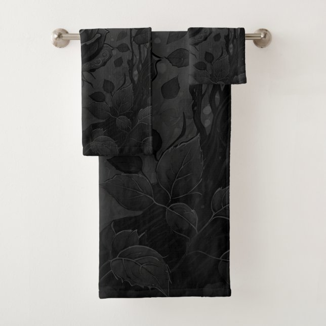 Schwarze Rose Motif 2 Badhandtuch Set (Insitu)