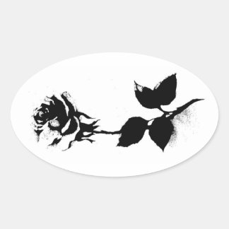 Schwarze Rose Ovaler Aufkleber