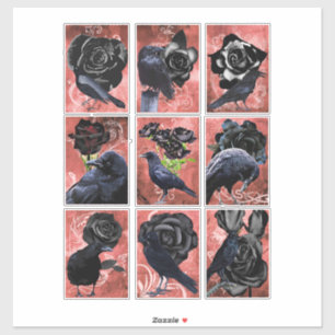 Schwarze Rose ravens und krähen gotische Kunst Aufkleber