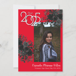 Schwarze Rose Red School Colors Abschluss Einladung