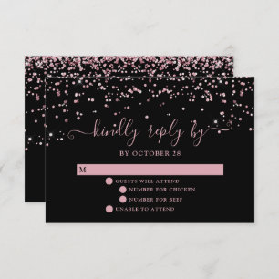 Schwarze Rose Rosa Rosa Glitzer Hochzeit RSVP