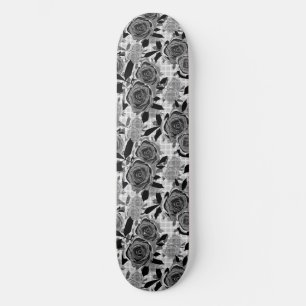 Schwarze Rose, Rose, Schwarz und Grau Skateboard
