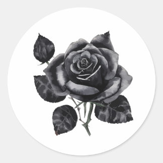 Schwarze Rose Runder Aufkleber