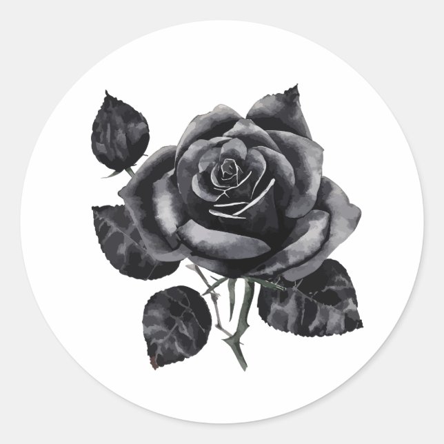 Schwarze Rose Runder Aufkleber (Vorderseite)