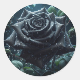 Schwarze Rose Runder Aufkleber