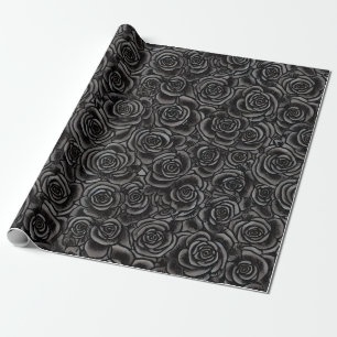 Schwarze Rose Schwarz Dunkelblume Muster Gothic Geschenkpapier