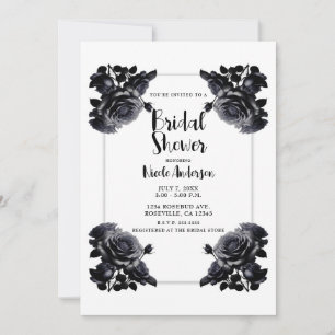 Schwarze Rose Shabby Dusche Einladung