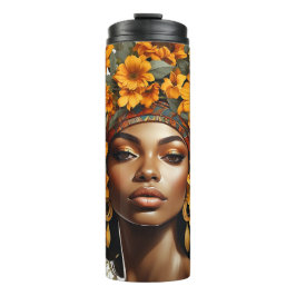 Schwarze Rose & Sonnenblumen, geschmeidig Thermosbecher