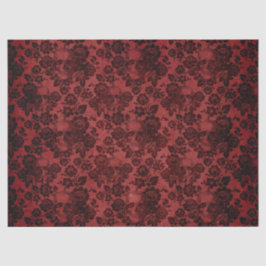 Schwarze Rose und Skulpturen auf Red Decoupage Seidenpapier